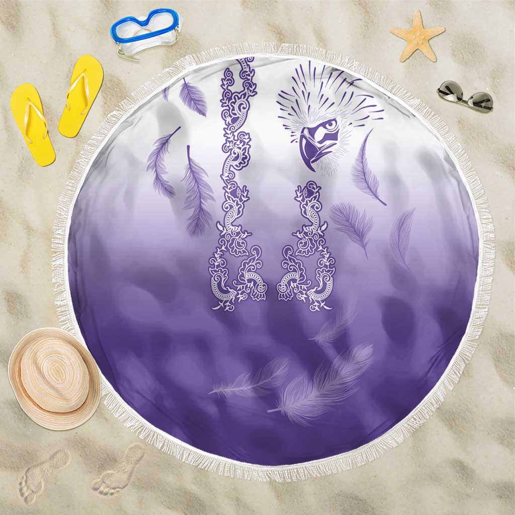 Philippines National Costume Style Beach Blanket Barong Tagalog and Eagle Feather Purple Color