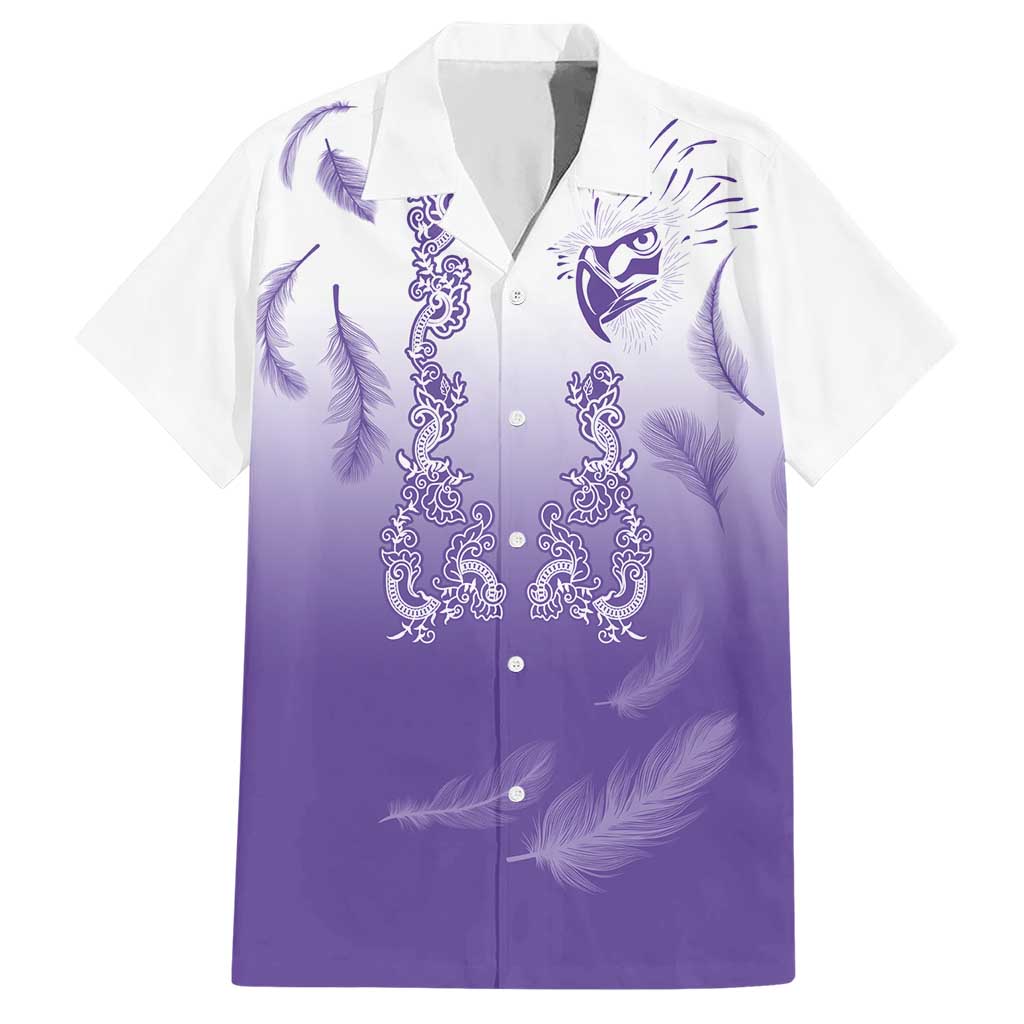 Philippines National Costume Style Hawaiian Shirt Barong Tagalog and Eagle Feather Purple Color