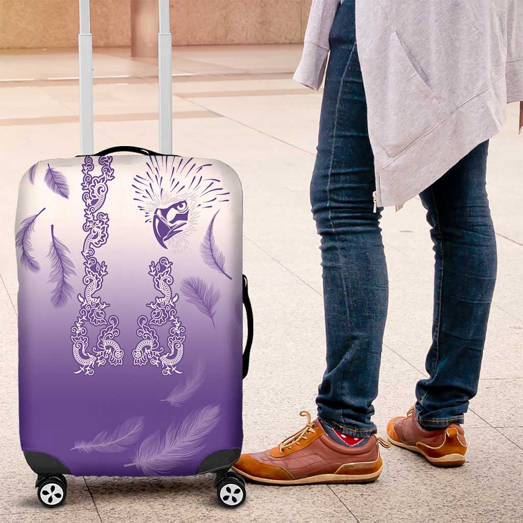 Philippines National Costume Style Luggage Cover Barong Tagalog and Eagle Feather Purple Color
