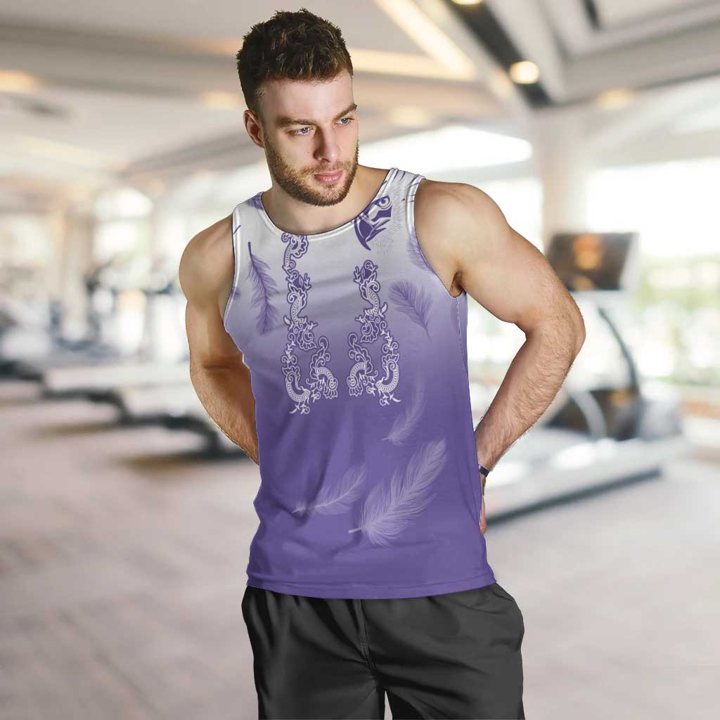 Philippines National Costume Style Men Tank Top Barong Tagalog and Eagle Feather Purple Color
