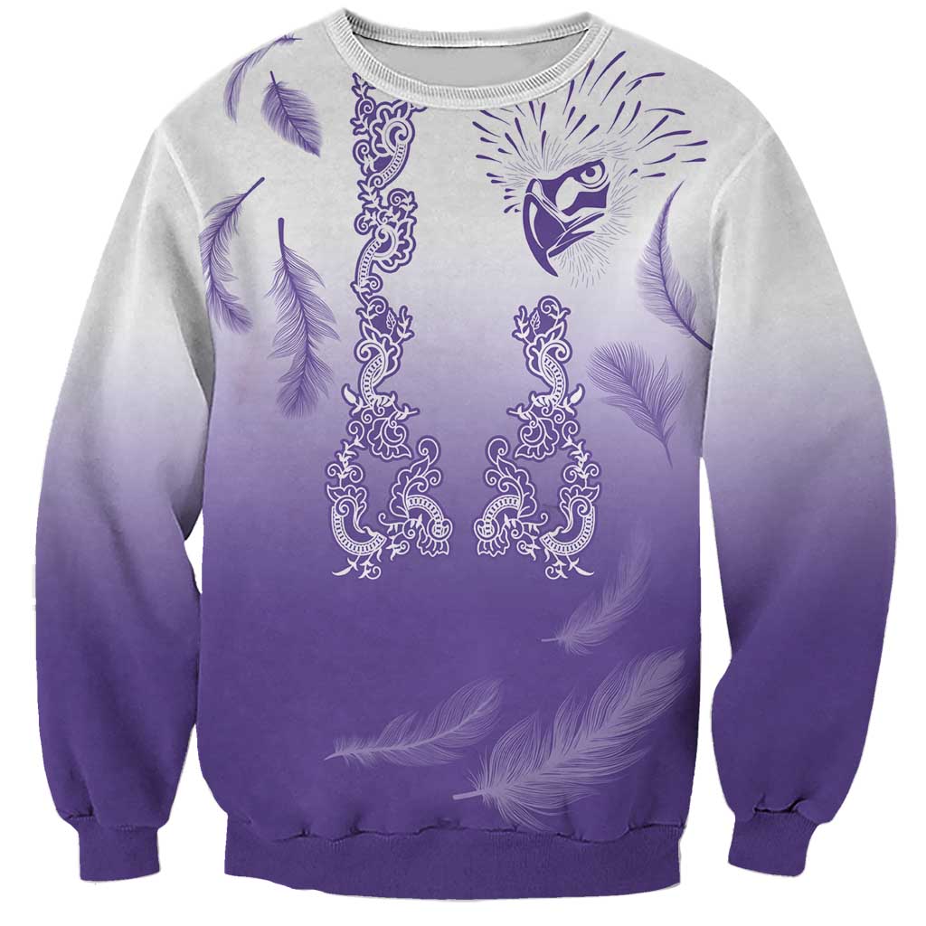 Philippines National Costume Style Sweatshirt Barong Tagalog and Eagle Feather Purple Color