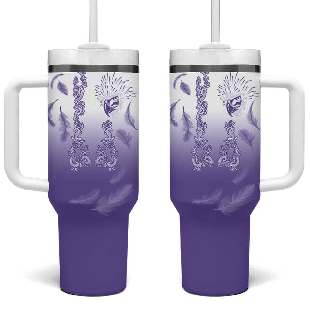 Philippines National Costume Style Tumbler With Handle Barong Tagalog and Eagle Feather Purple Color