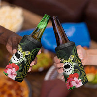 Kia Orana Cook Islands 4 in 1 Can Cooler Tumbler Turtle and Hibiscus Polynesian Pattern