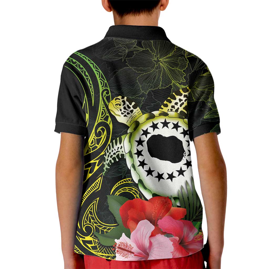 Kia Orana Cook Islands Kid Polo Shirt Turtle and Hibiscus Polynesian Pattern LT03 - Polynesian Pride