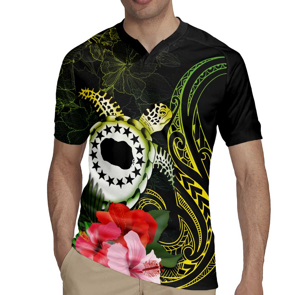 Kia Orana Cook Islands Rugby Jersey Turtle and Hibiscus Polynesian Pattern