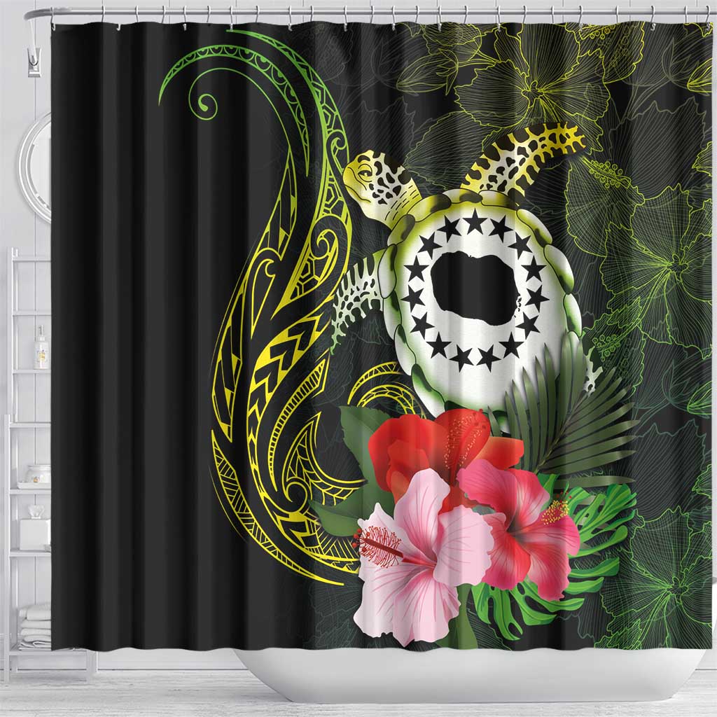 Kia Orana Cook Islands Shower Curtain Turtle and Hibiscus Polynesian Pattern LT03 - Polynesian Pride