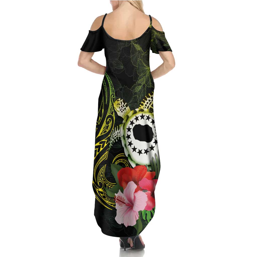 Kia Orana Cook Islands Summer Maxi Dress Turtle and Hibiscus Polynesian Pattern