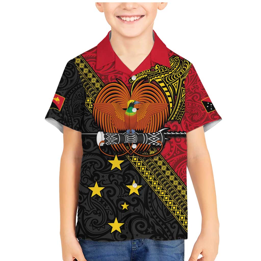 Papua new Guinea Goroka Show Family Matching Mermaid Dress and Hawaiian Shirt Bird-of-paradise and Melanesian Tattoo Pattern