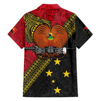Papua new Guinea Goroka Show Family Matching Off Shoulder Maxi Dress and Hawaiian Shirt Bird-of-paradise and Melanesian Tattoo Pattern