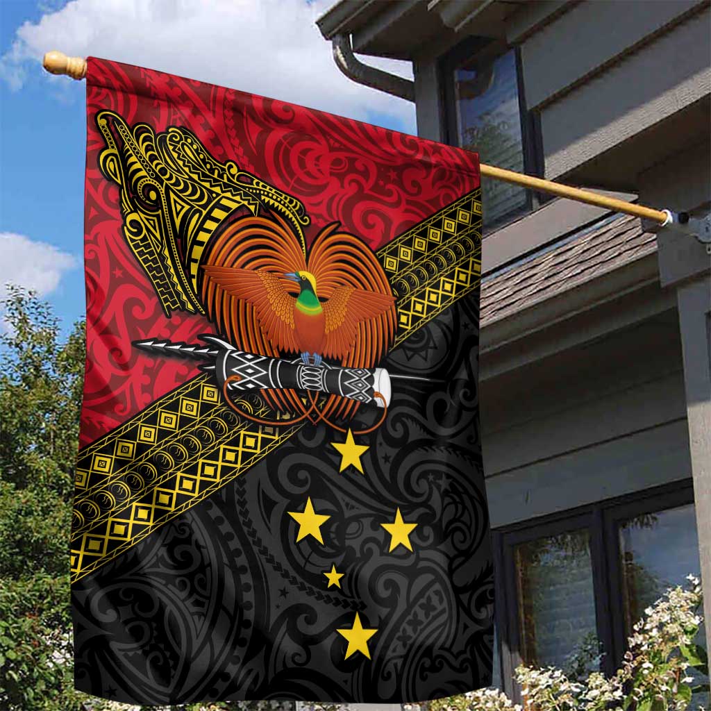 Papua New Guinea Goroka Show Garden Flag Bird-of-paradise and Melanesian Tattoo Pattern LT03 - Polynesian Pride