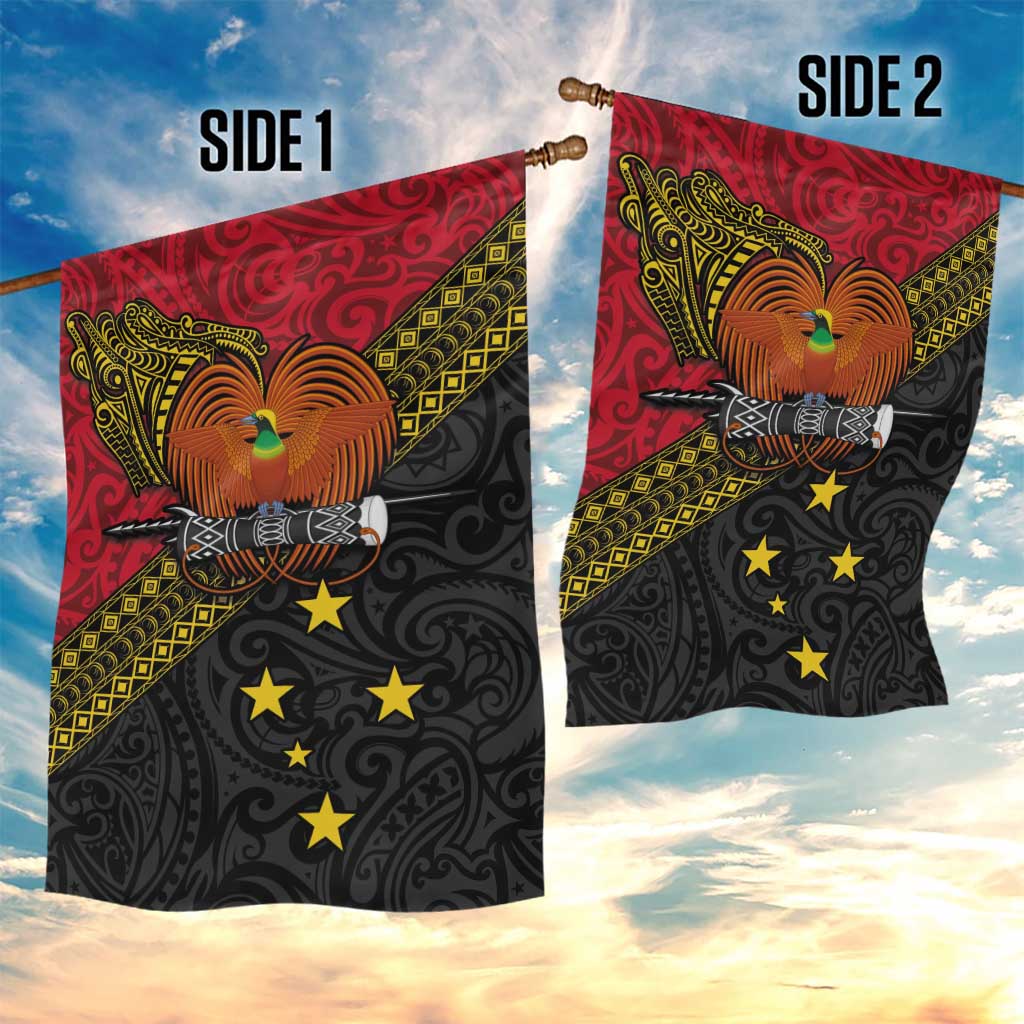 Papua New Guinea Goroka Show Garden Flag Bird-of-paradise and Melanesian Tattoo Pattern LT03 - Polynesian Pride