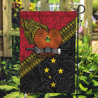 Papua New Guinea Goroka Show Garden Flag Bird-of-paradise and Melanesian Tattoo Pattern LT03 Garden Flag Red - Polynesian Pride