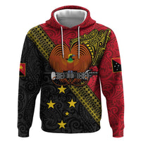 Papua New Guinea Goroka Show Hoodie Bird-of-paradise and Melanesian Tattoo Pattern LT03 Pullover Hoodie Red - Polynesian Pride