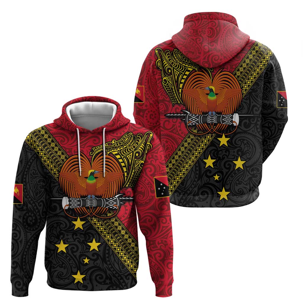 Papua New Guinea Goroka Show Hoodie Bird-of-paradise and Melanesian Tattoo Pattern LT03 - Polynesian Pride