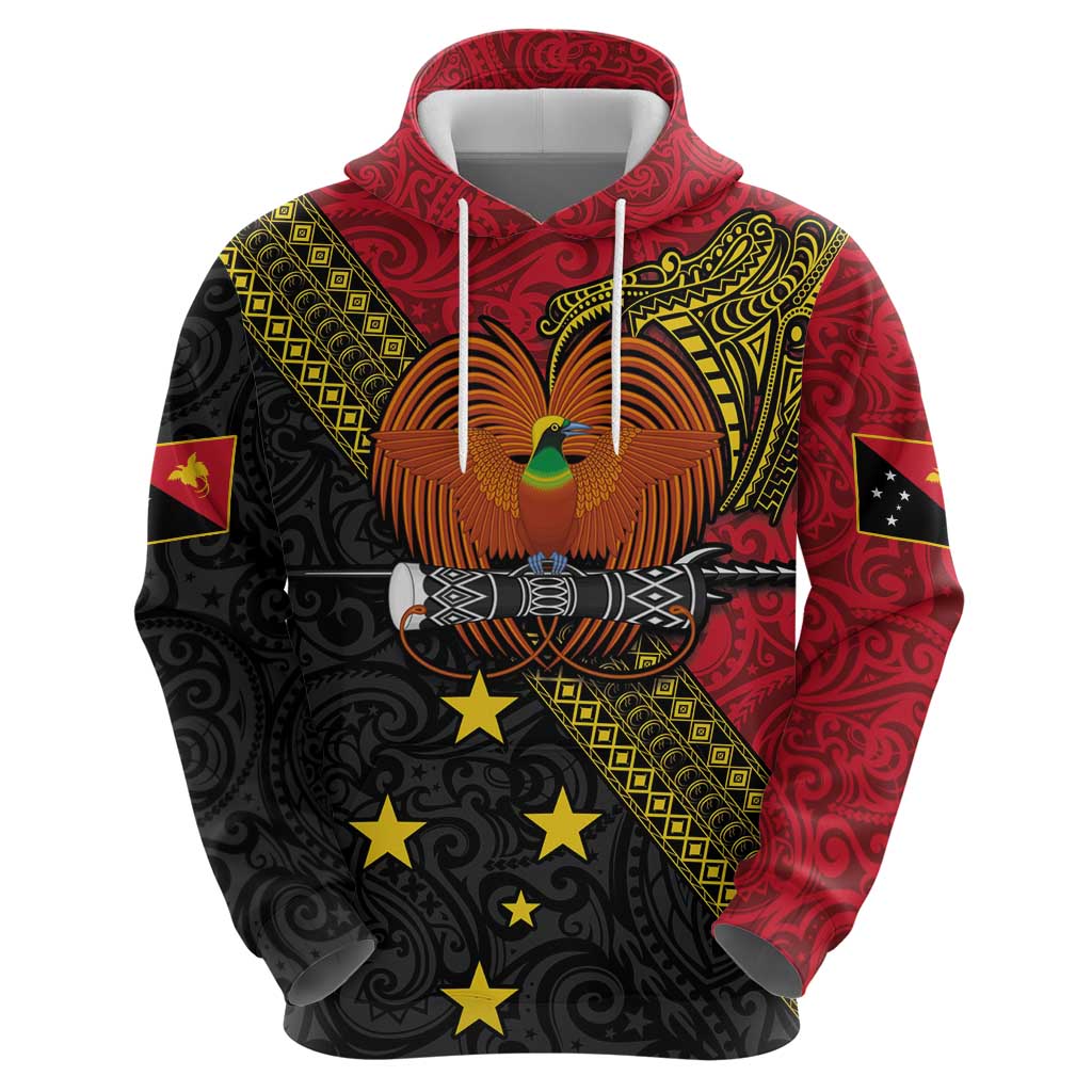 Papua New Guinea Goroka Show Hoodie Bird-of-paradise and Melanesian Tattoo Pattern LT03 - Polynesian Pride