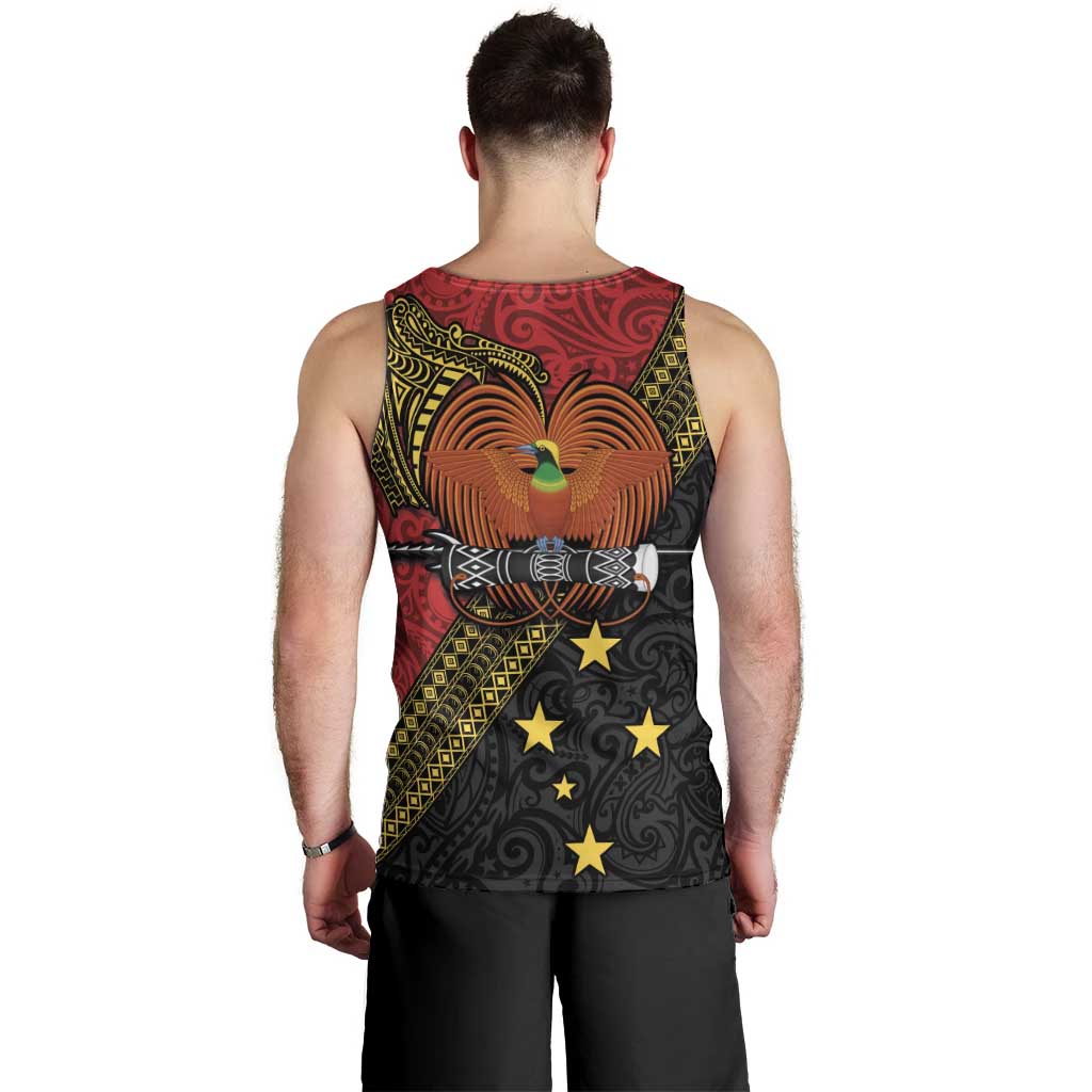 Papua new Guinea Goroka Show Men Tank Top Bird-of-paradise and Melanesian Tattoo Pattern