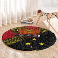 Papua New Guinea Goroka Show Round Carpet Bird-of-paradise and Melanesian Tattoo Pattern LT03 - Polynesian Pride