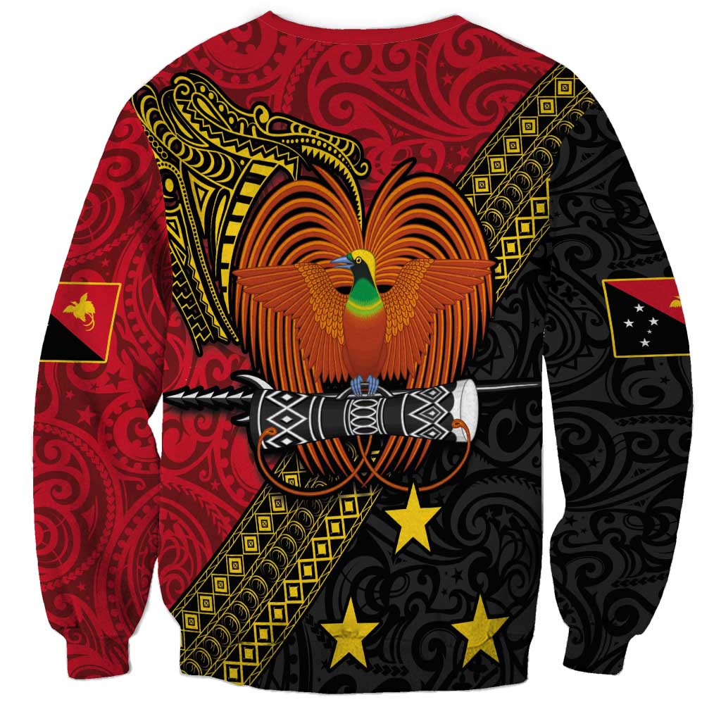 Papua new Guinea Goroka Show Sweatshirt Bird-of-paradise and Melanesian Tattoo Pattern