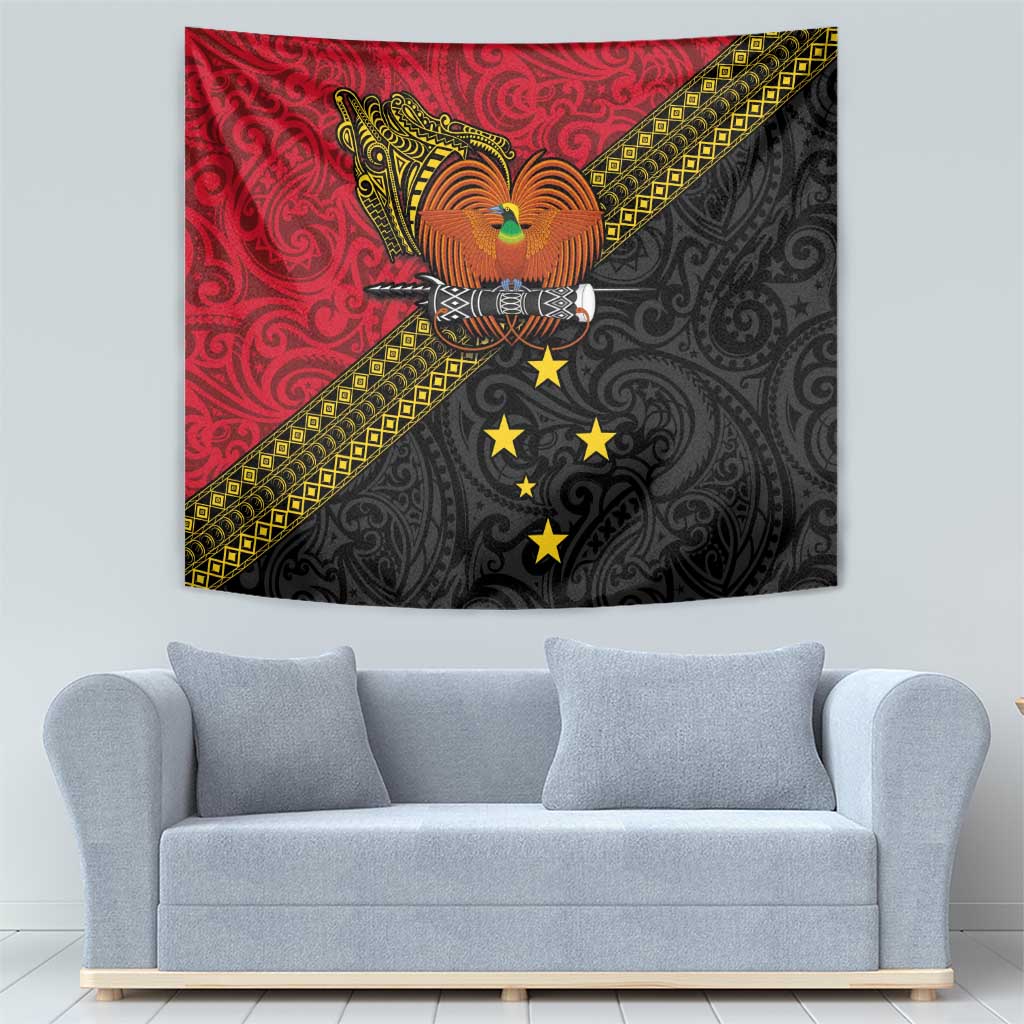 Papua New Guinea Goroka Show Tapestry Bird-of-paradise and Melanesian Tattoo Pattern LT03 - Polynesian Pride