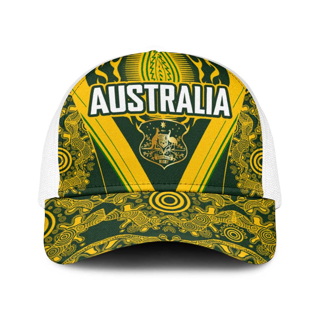 Australia Rugby Baseball Net Cap Aboriginal Art Sporty Style - Polynesian Pride