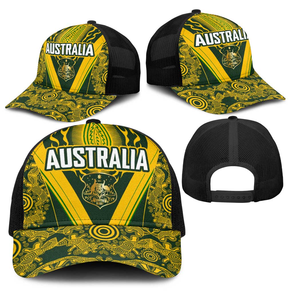 Australia Rugby Baseball Net Cap Aboriginal Art Sporty Style - Polynesian Pride