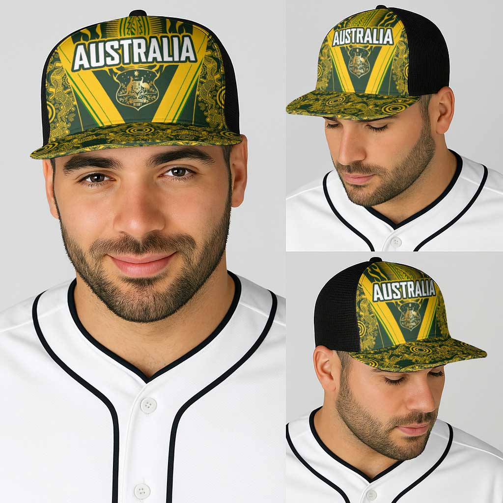 Australia Rugby Baseball Net Cap Aboriginal Art Sporty Style - Polynesian Pride