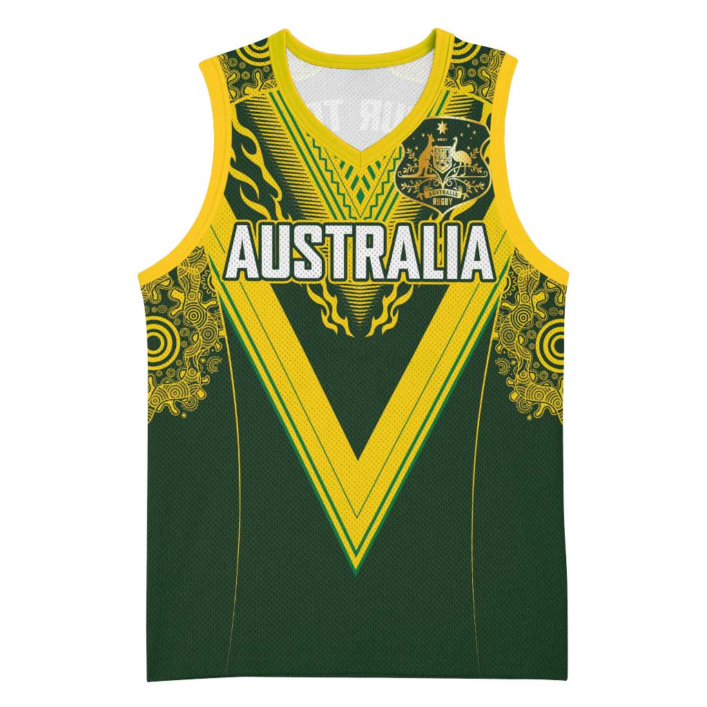 Australia Rugby Custom Basketball Jersey Aboriginal Art Sporty Style - Polynesian Pride