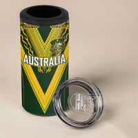 Australia Rugby Custom 4 in 1 Can Cooler Tumbler Aboriginal Art Sporty Style - Polynesian Pride