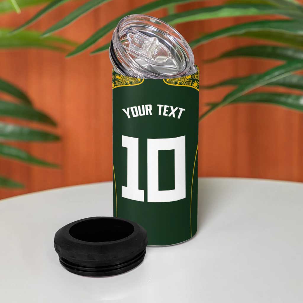 Australia Rugby Custom 4 in 1 Can Cooler Tumbler Aboriginal Art Sporty Style - Polynesian Pride