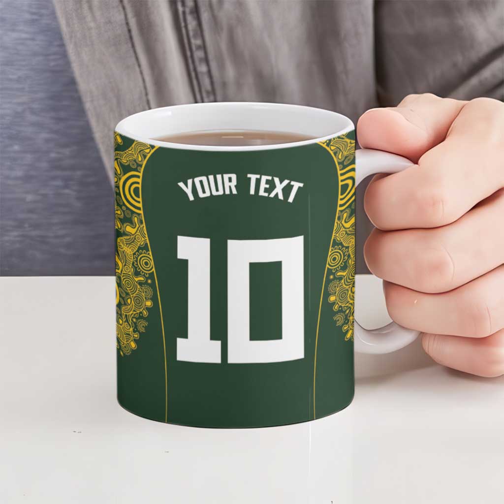 Australia Rugby Custom Ceramic Mug Aboriginal Art Sporty Style - Polynesian Pride