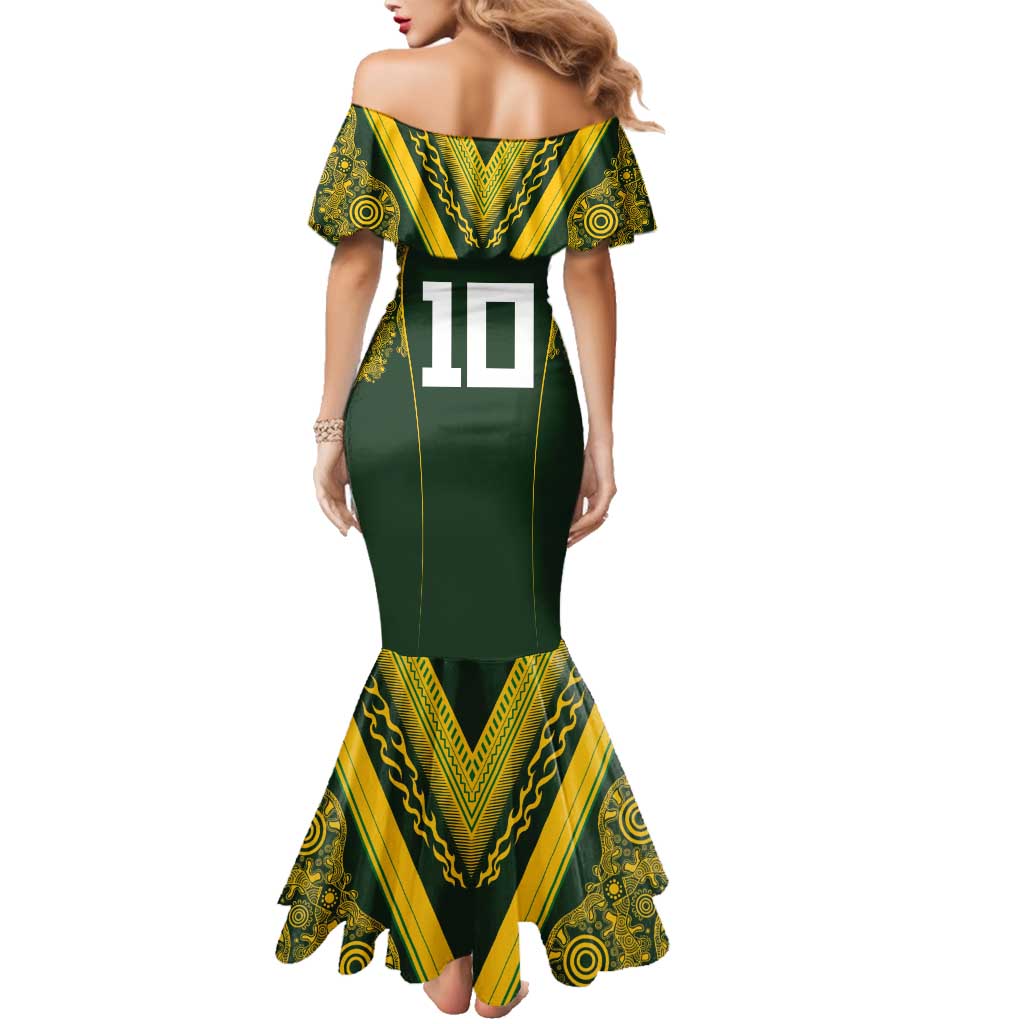 Australia Rugby Custom Family Matching Mermaid Dress and Hawaiian Shirt Aboriginal Art Sporty Style - Polynesian Pride