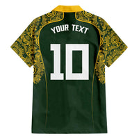 Australia Rugby Custom Family Matching Off Shoulder Short Dress and Hawaiian Shirt Aboriginal Art Sporty Style - Polynesian Pride