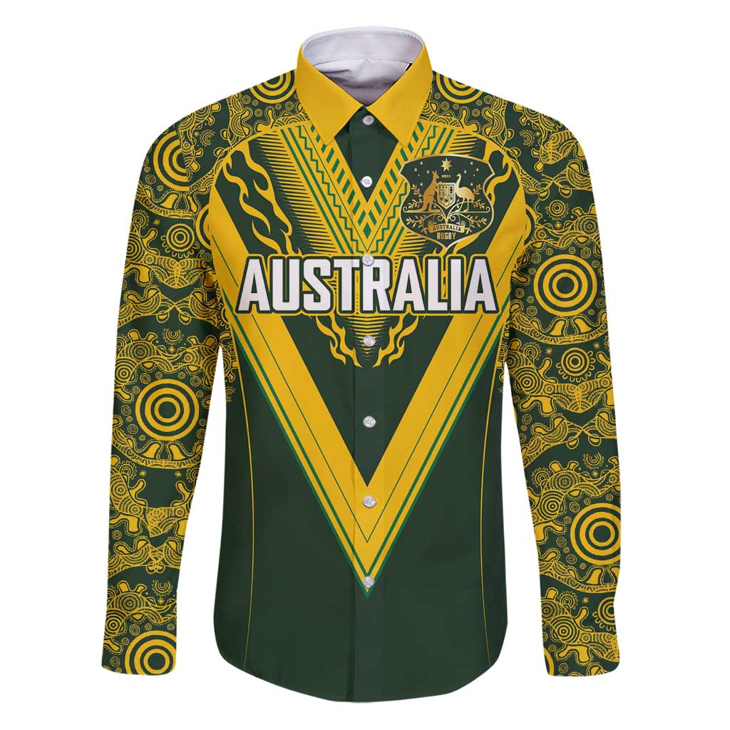 Australia Rugby Custom Family Matching Puletasi and Hawaiian Shirt Aboriginal Art Sporty Style - Polynesian Pride