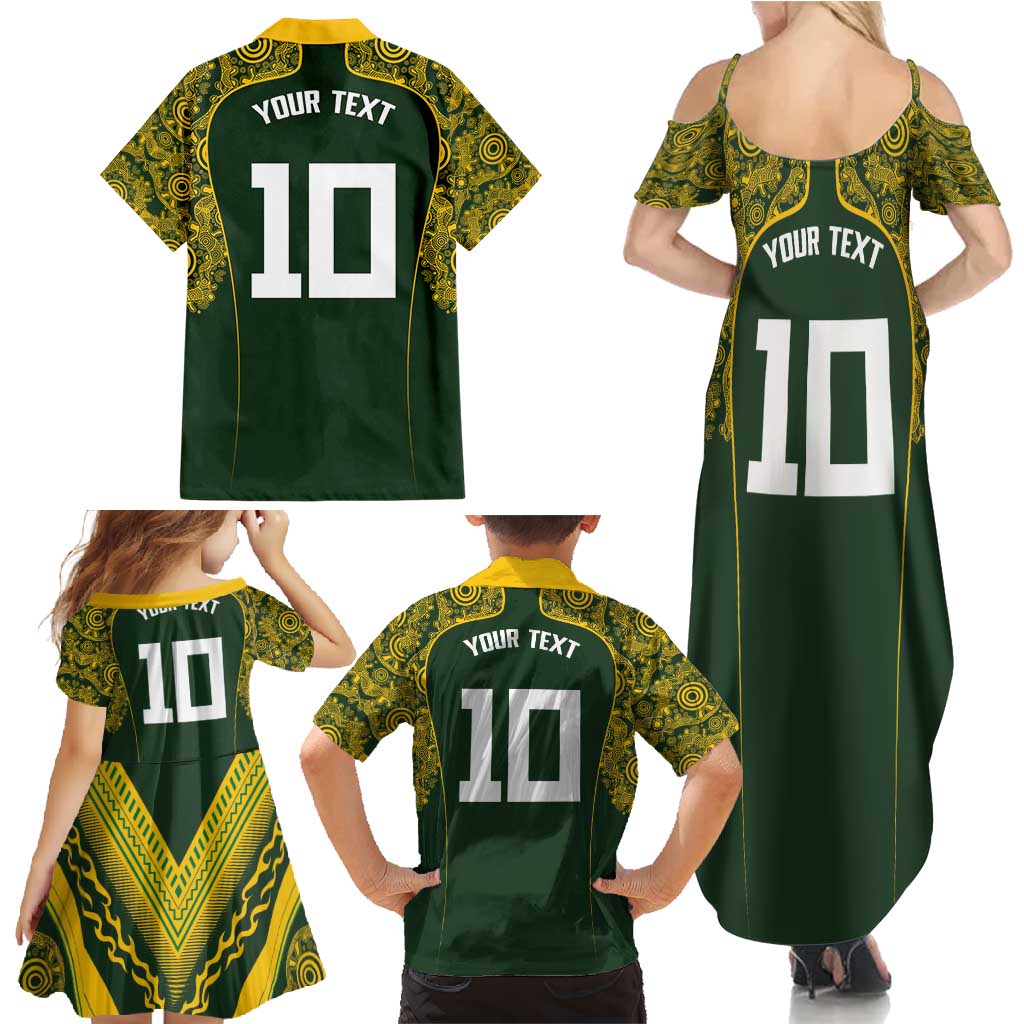 Australia Rugby Custom Family Matching Summer Maxi Dress and Hawaiian Shirt Aboriginal Art Sporty Style - Polynesian Pride