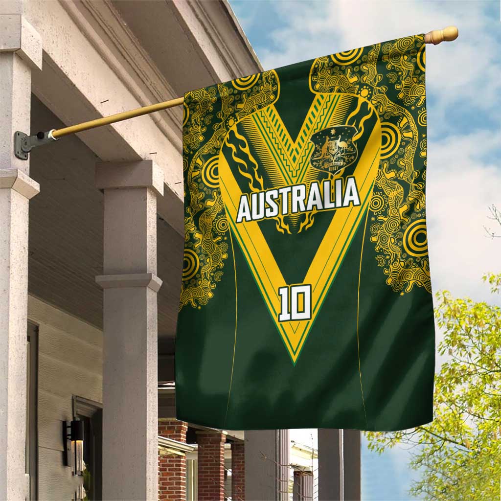 Australia Rugby Custom Garden Flag Aboriginal Art Sporty Style - Polynesian Pride