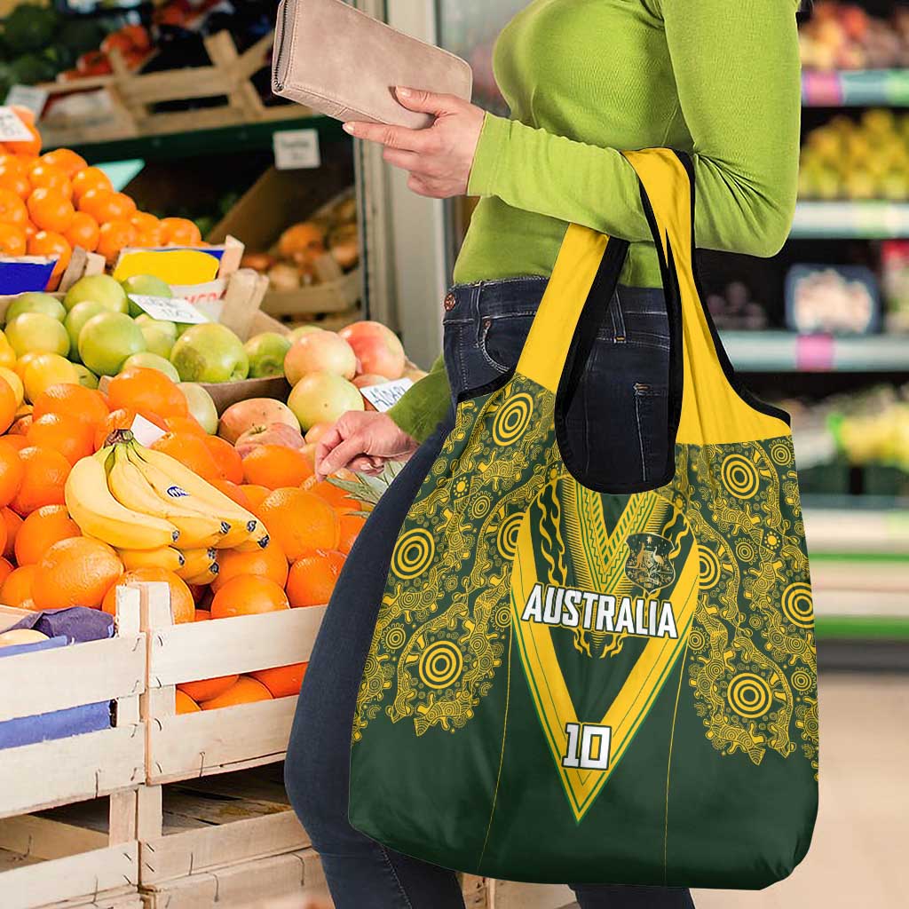 Australia Rugby Custom Grocery Bag Aboriginal Art Sporty Style - Polynesian Pride