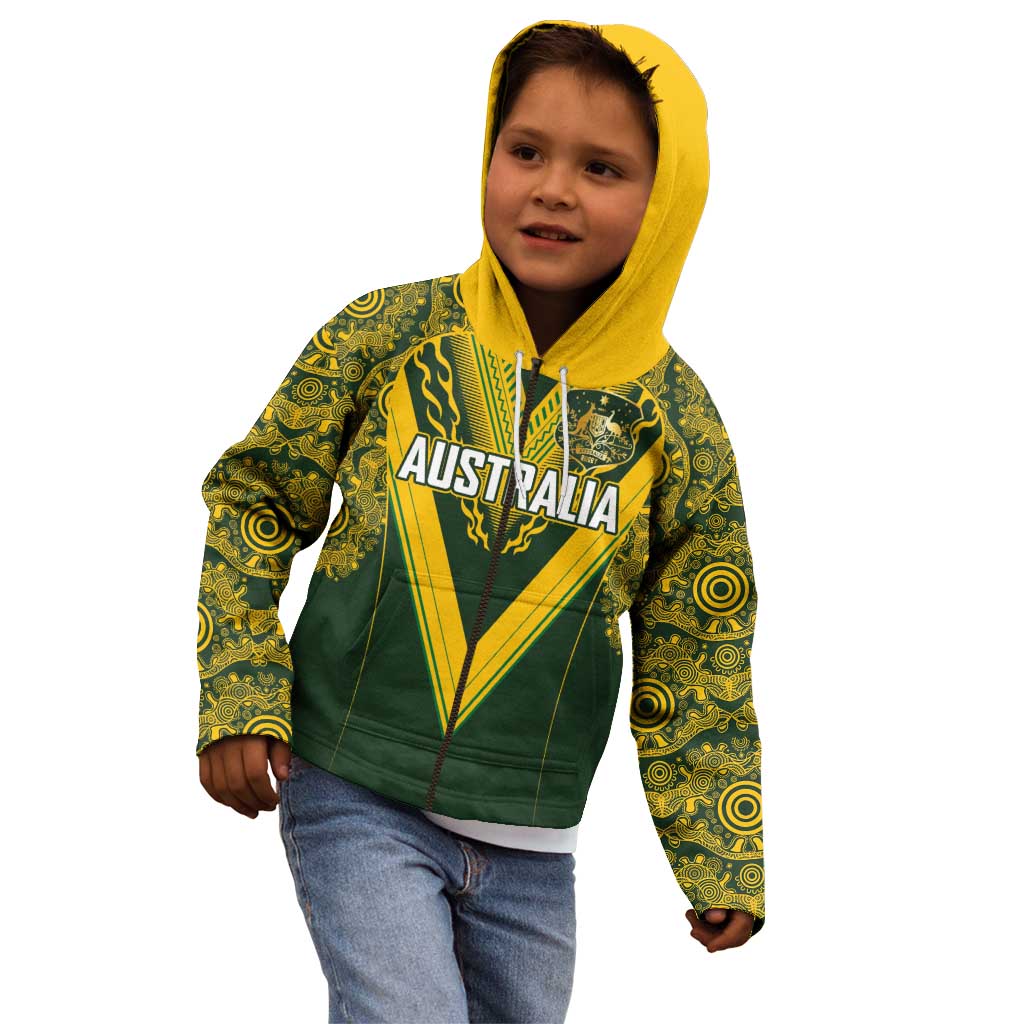 Australia Rugby Custom Kid Hoodie Aboriginal Art Sporty Style - Polynesian Pride