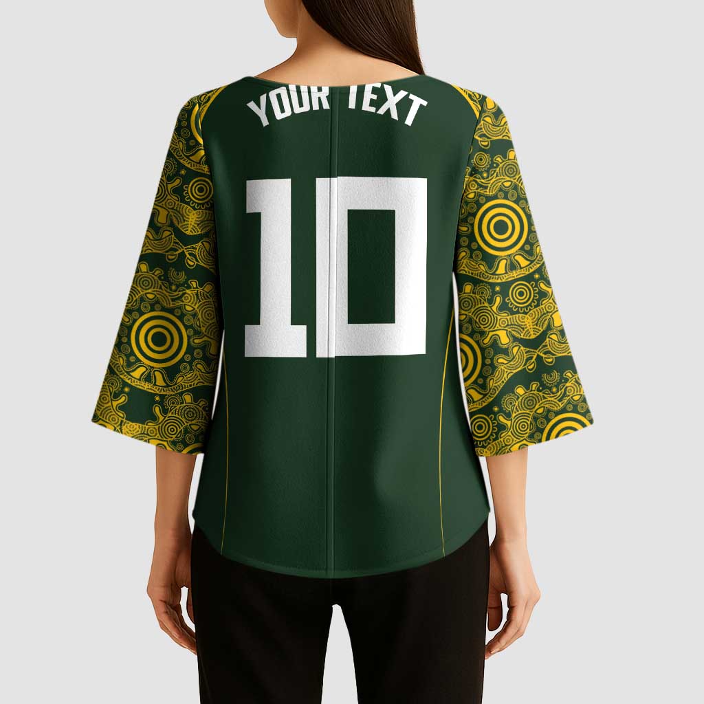 Australia Rugby Custom Kimono Sleeve Blouse Aboriginal Art Sporty Style - Polynesian Pride