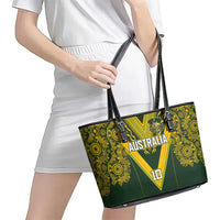Australia Rugby Custom Leather Tote Bag Aboriginal Art Sporty Style - Polynesian Pride