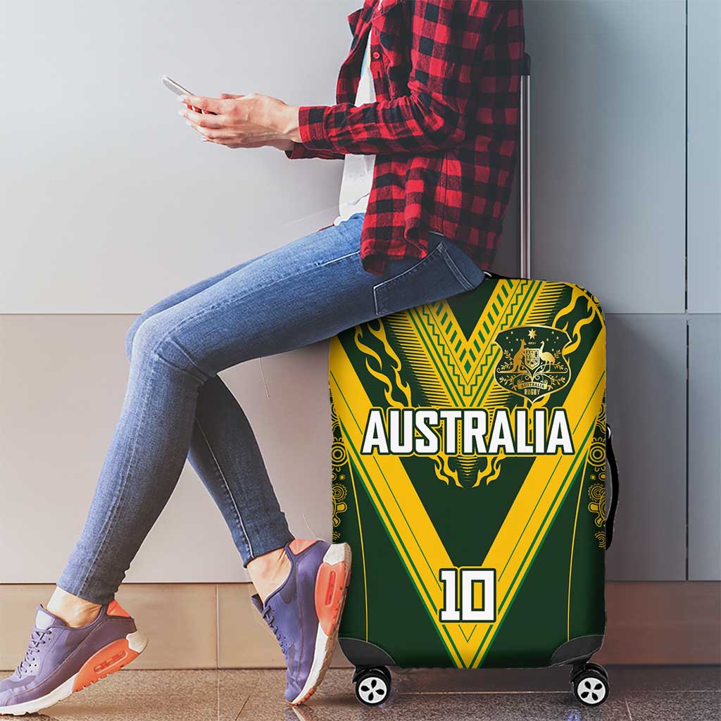 Australia Rugby Custom Luggage Cover Aboriginal Art Sporty Style - Polynesian Pride