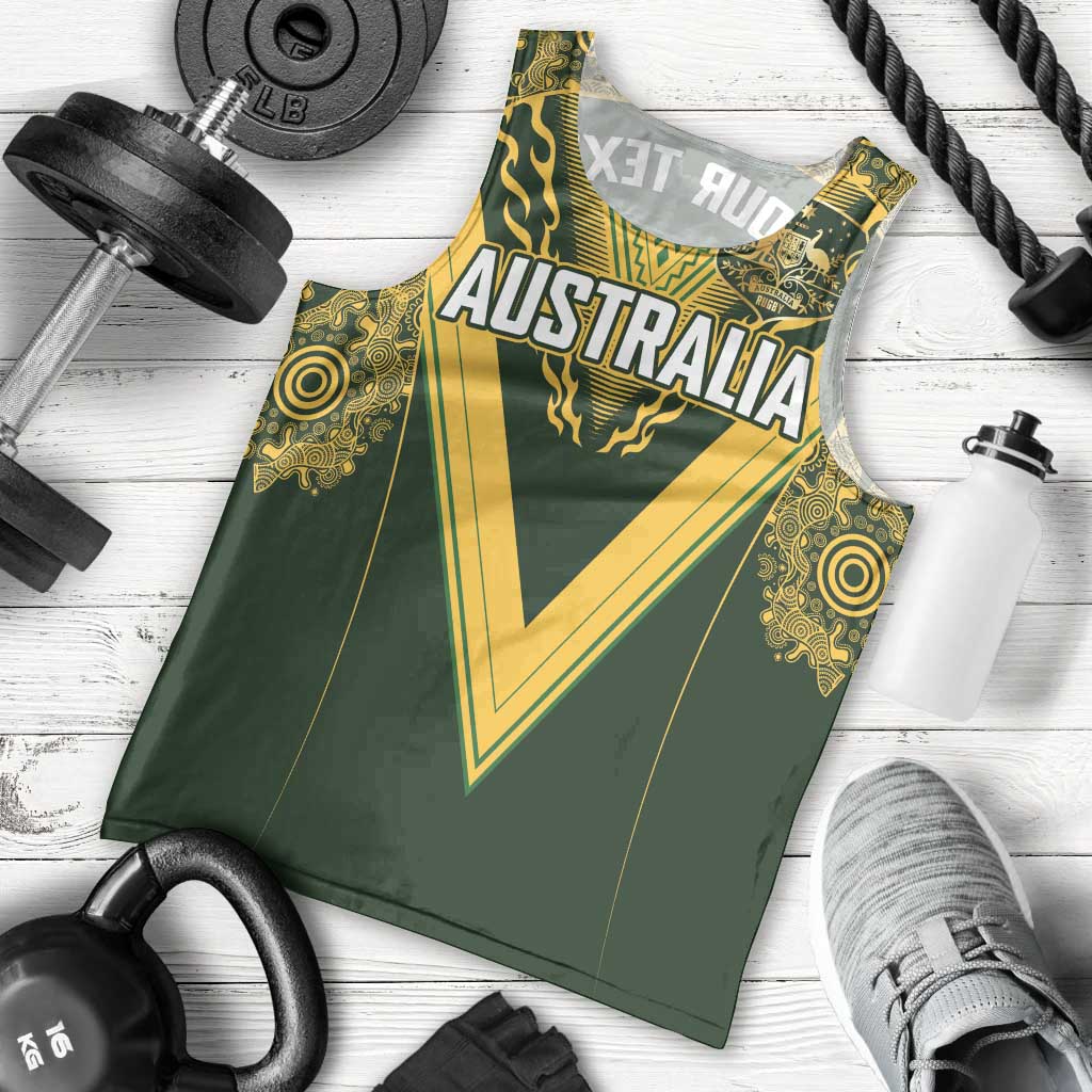 Australia Rugby Custom Men Tank Top Aboriginal Art Sporty Style - Polynesian Pride