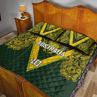 Australia Rugby Custom Quilt Bed Set Aboriginal Art Sporty Style - Polynesian Pride