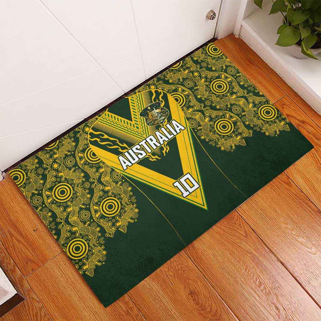 Australia Rugby Custom Rubber Doormat Aboriginal Art Sporty Style - Polynesian Pride