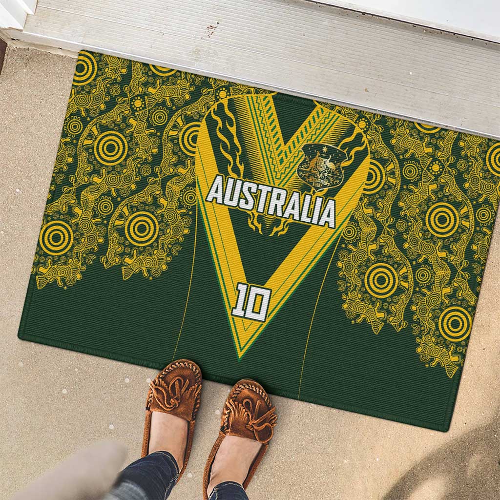 Australia Rugby Custom Rubber Doormat Aboriginal Art Sporty Style - Polynesian Pride