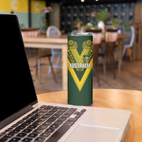 Australia Rugby Custom Skinny Tumbler Aboriginal Art Sporty Style - Polynesian Pride