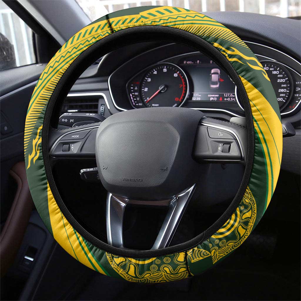 Australia Rugby Steering Wheel Cover Aboriginal Art Sporty Style - Polynesian Pride
