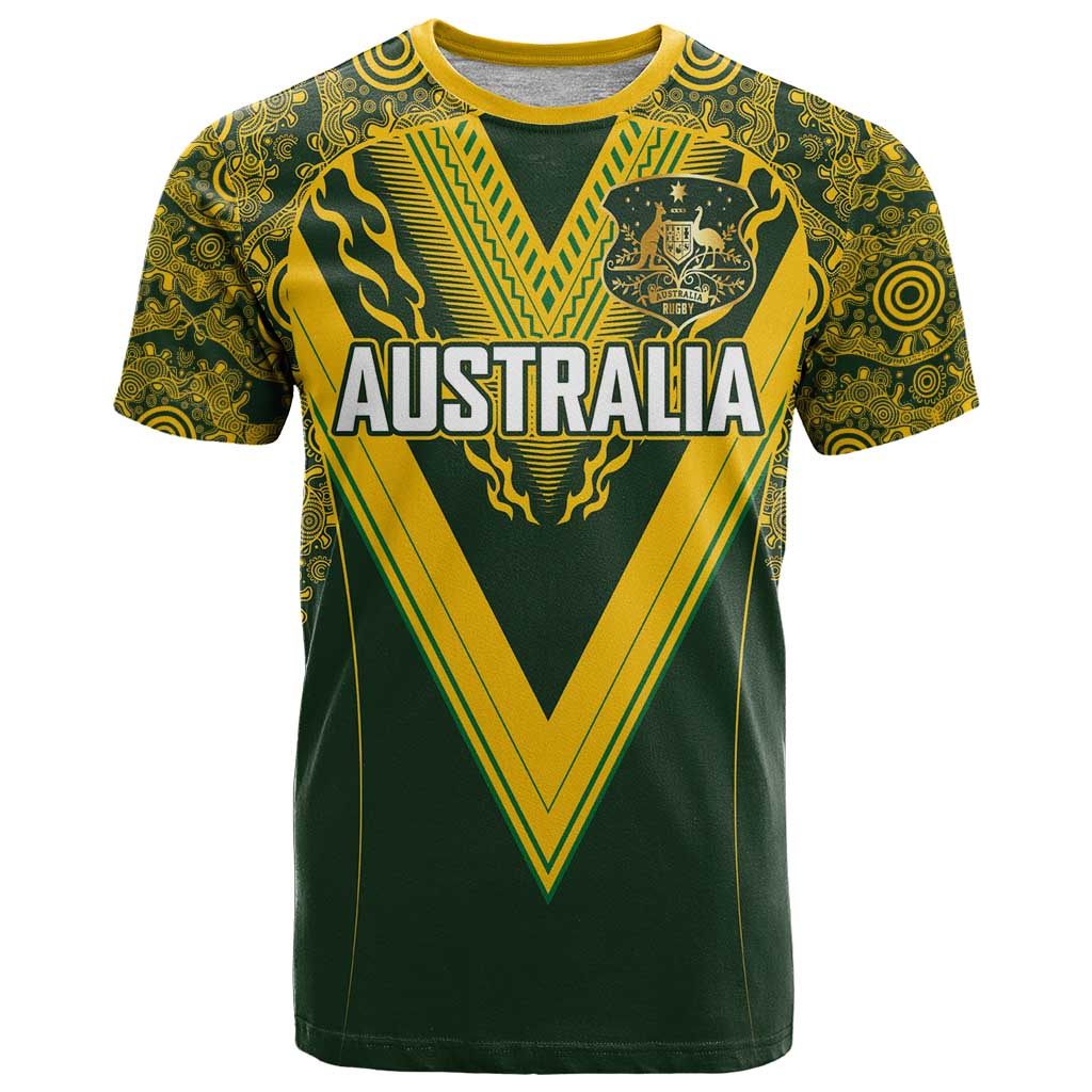 Australia Rugby Custom T Shirt Aboriginal Art Sporty Style - Polynesian Pride