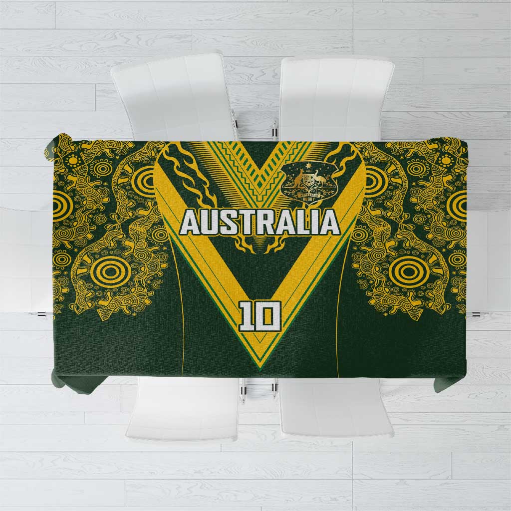 Australia Rugby Custom Tablecloth Aboriginal Art Sporty Style - Polynesian Pride