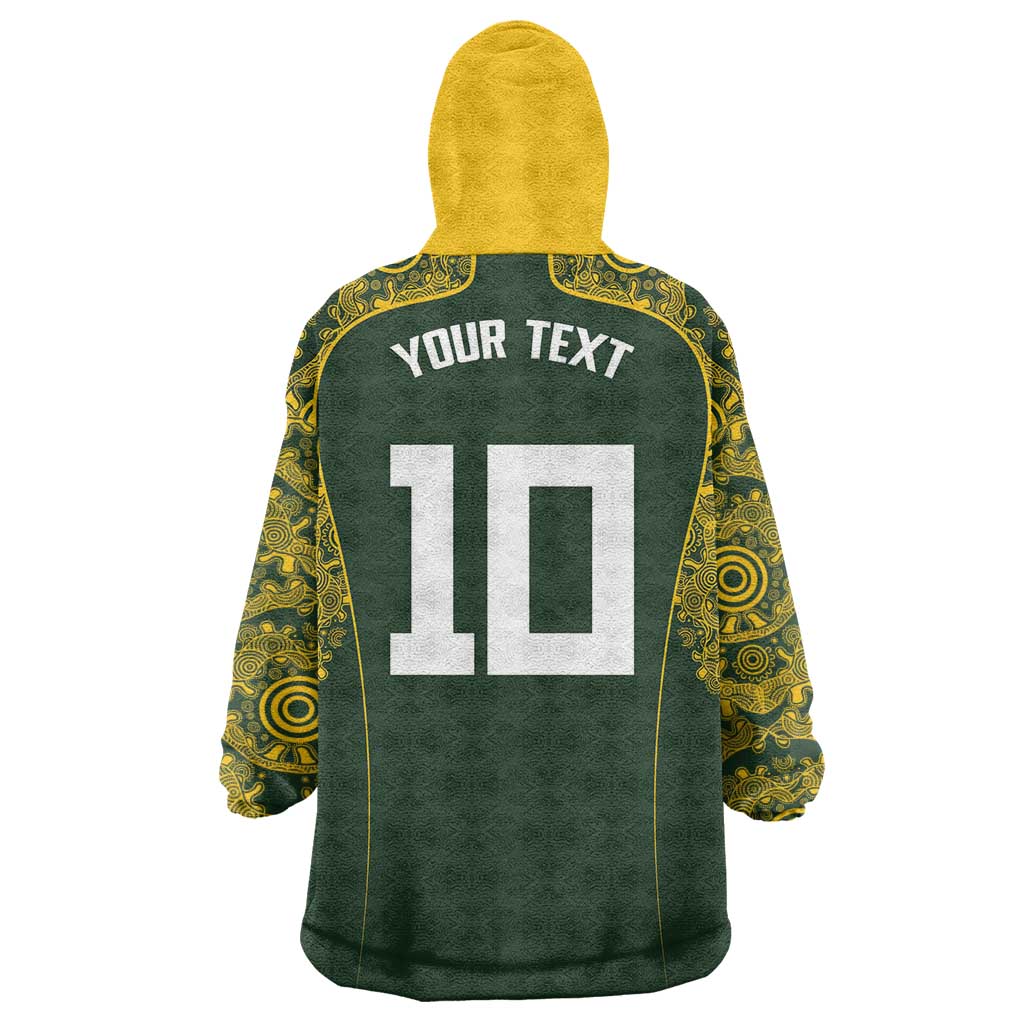 Australia Rugby Custom Wearable Blanket Hoodie Aboriginal Art Sporty Style - Polynesian Pride