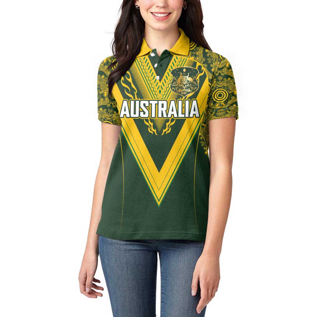 Australia Rugby Custom Women Polo Shirt Aboriginal Art Sporty Style - Polynesian Pride